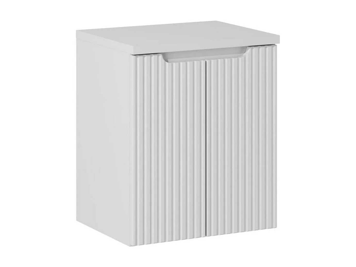 Ensemble de salle de bain VANO blanc 50cm : meuble sous vasque à placards rainuré + plan pour vasque blanc alpin