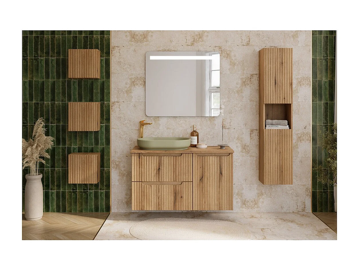 Meuble sous vasque VANO 60 cm chêne suspendu avec 2 tiroirs