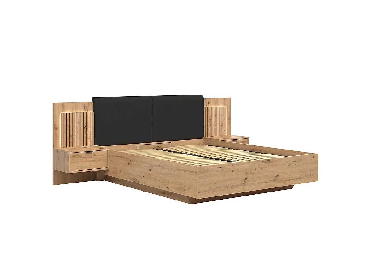 Chest bed 160x200 including LED headboard and USB plugs Mao Bois