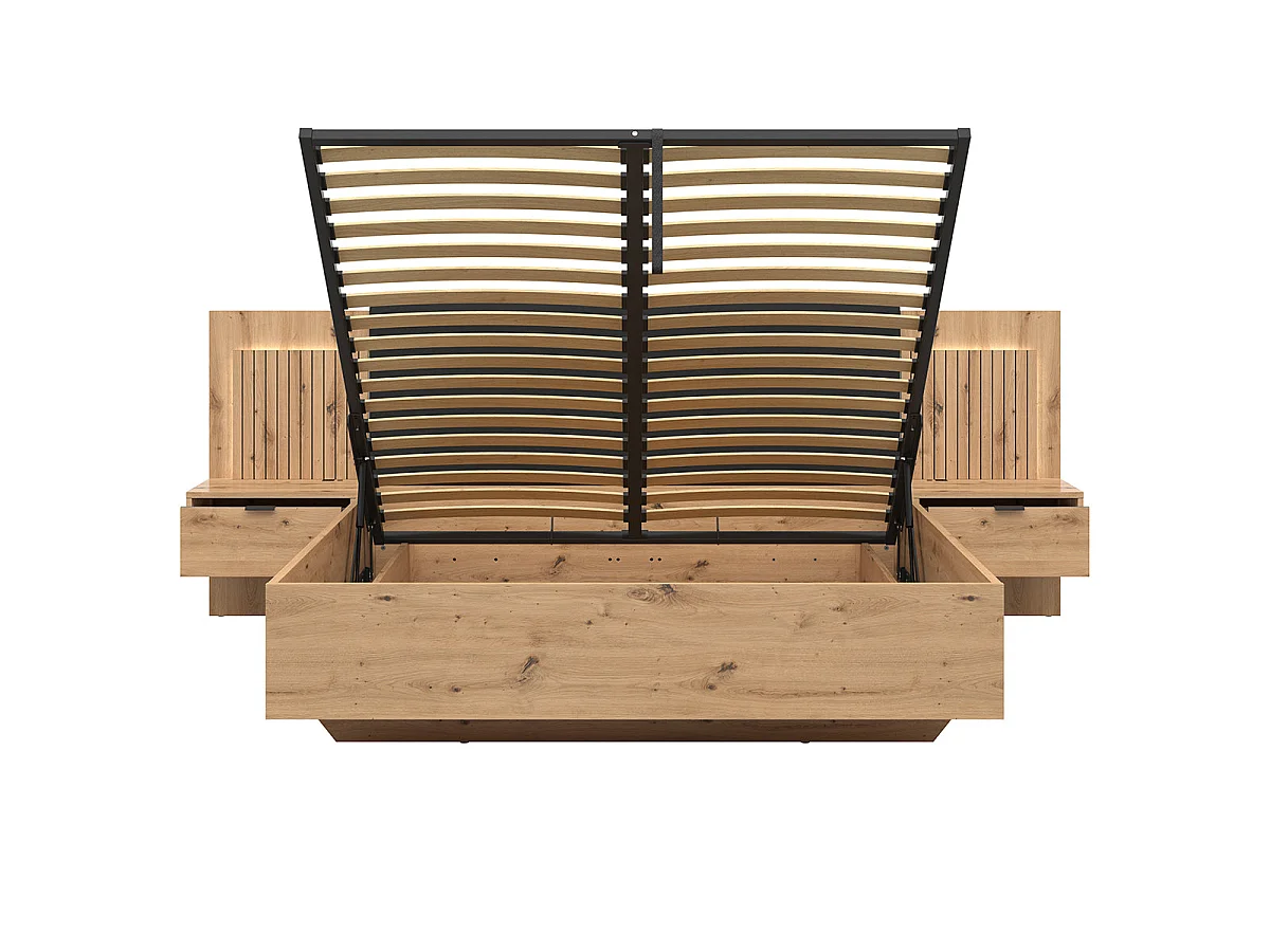 Chest bed 160x200 including LED headboard and USB plugs Mao Bois