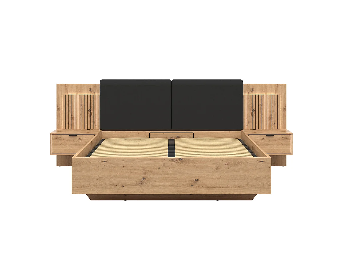 Chest bed 160x200 including LED headboard and USB plugs Mao Bois