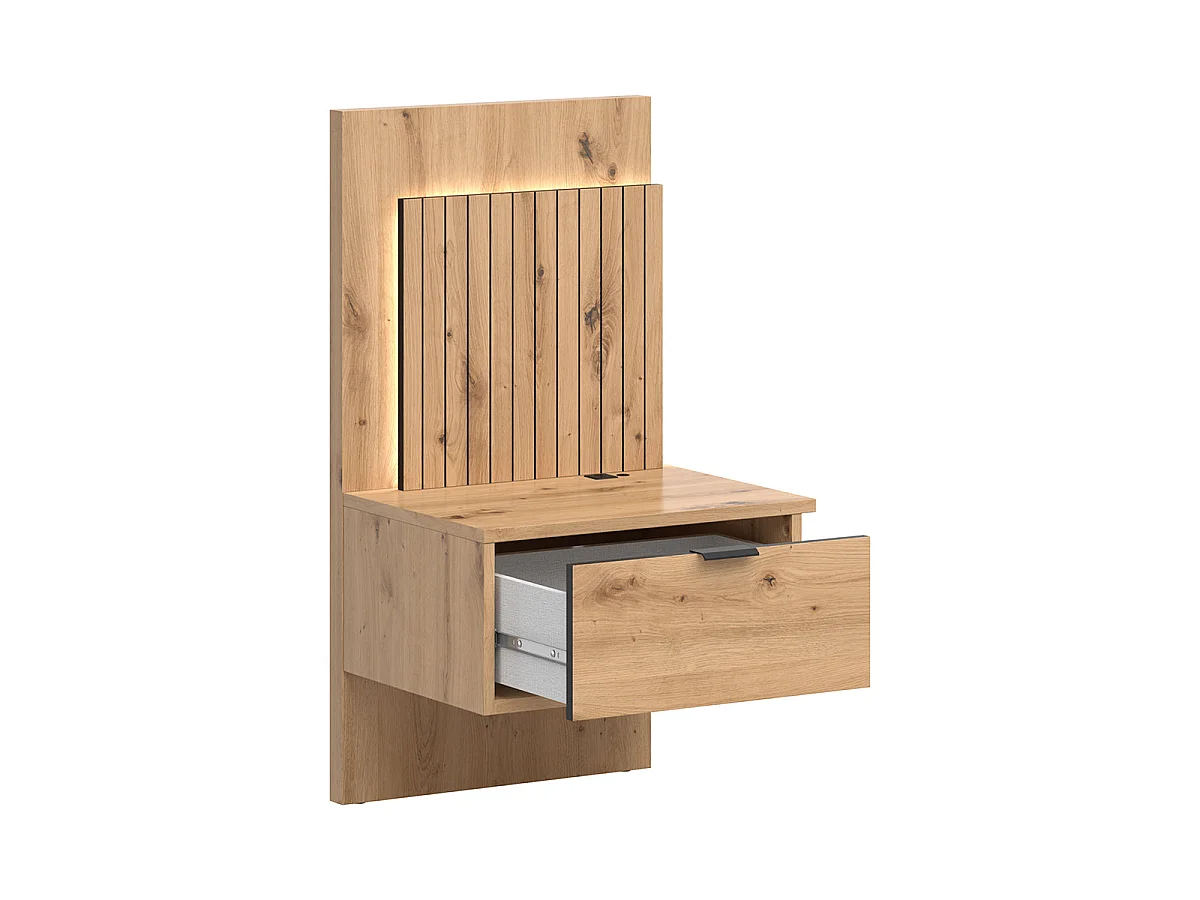 Chest bed 160x200 side opening bed base LED headboards and USB sockets included Mao Bois