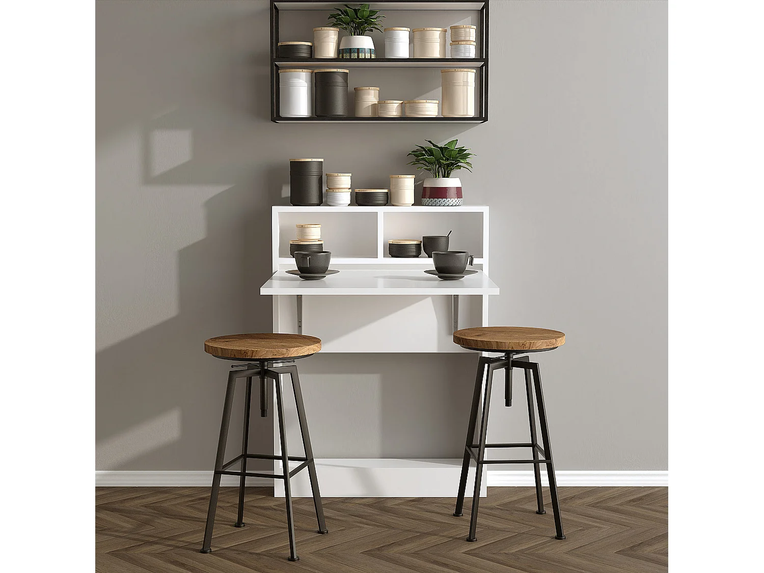 Table de repas pliable en bois "Bracked" - 70 x 15 x 96 cm - Blanc