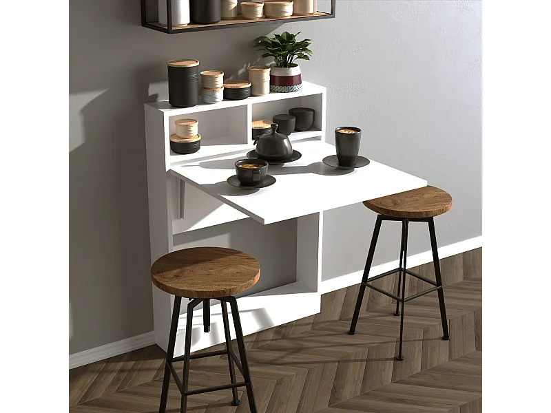 Table de repas pliable en bois "Bracked" - 70 x 15 x 96 cm - Blanc