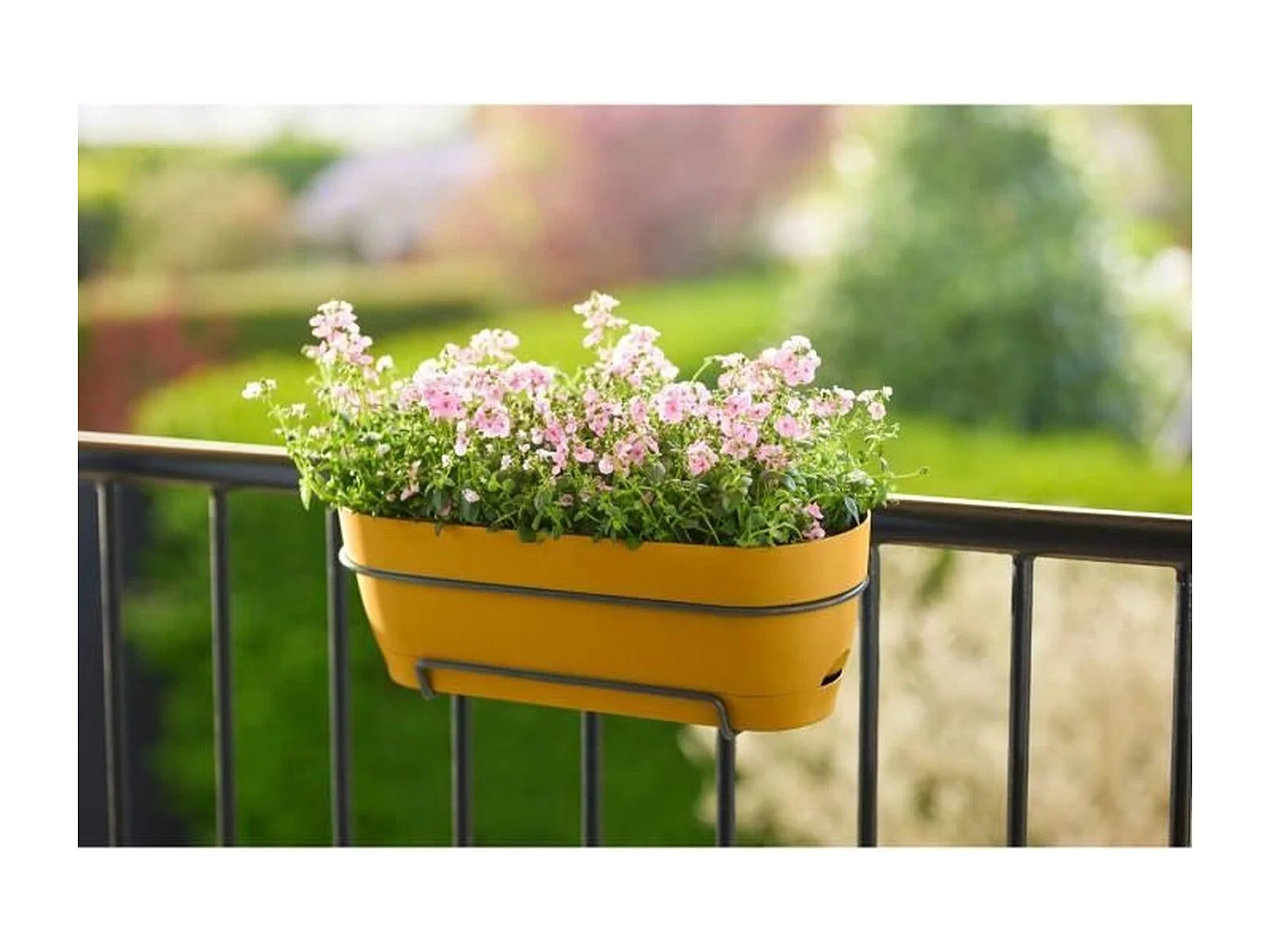 Rechteckiger Balkonkasten Vibia Campana 50 cm Honiggelb mit integriertem Wasserbehälter und automatischem Bewässerungssystem