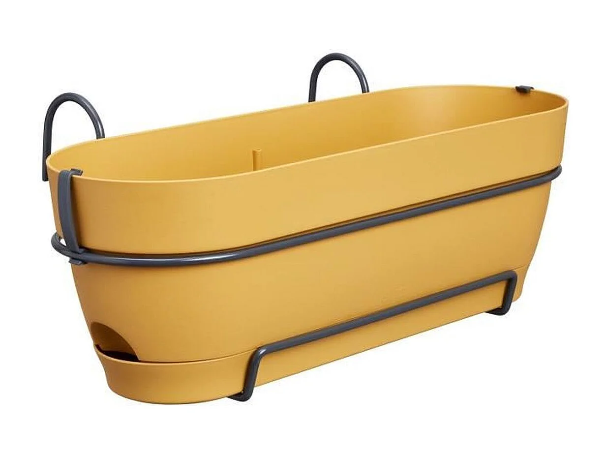 Rechteckiger Balkonkasten Vibia Campana 50 cm Honiggelb mit integriertem Wasserbehälter und automatischem Bewässerungssystem