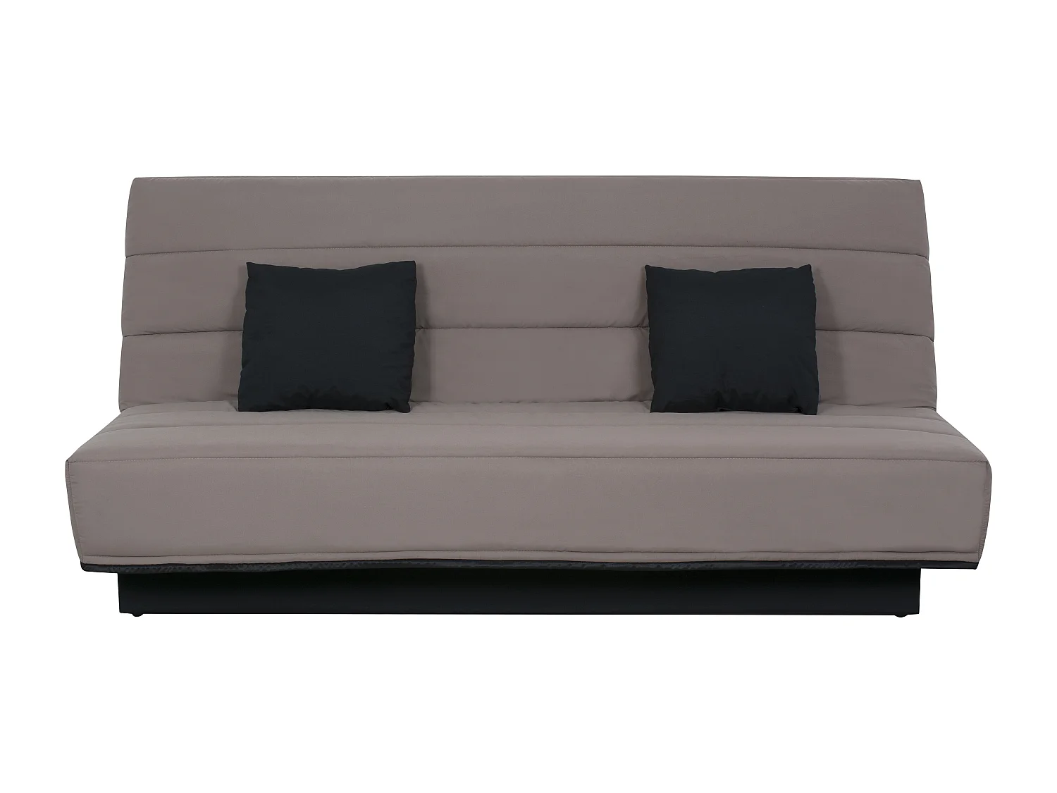 Banquette Clic-Clac 120x190 cm Tissu Taupe MELISSA avec Matelas Mousse Polyéther et Coussins Confort
