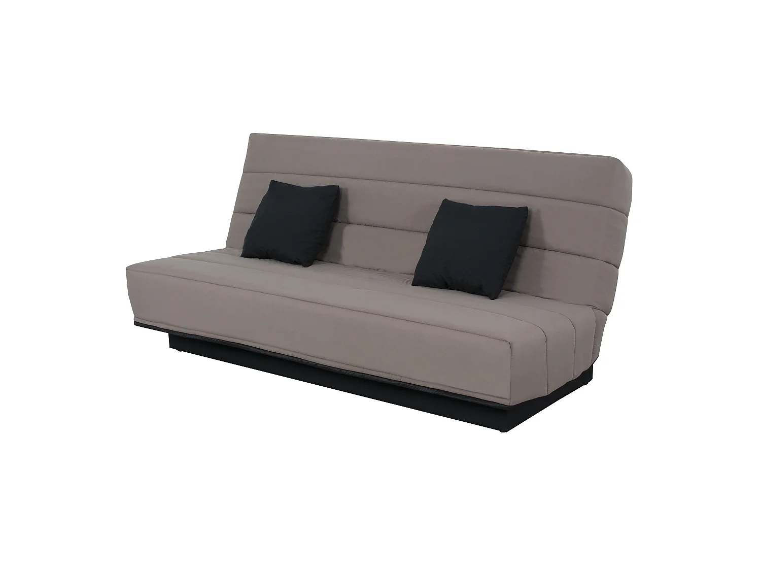 Banquette Clic-Clac 120x190 cm Tissu Taupe MELISSA avec Matelas Mousse Polyéther et Coussins Confort