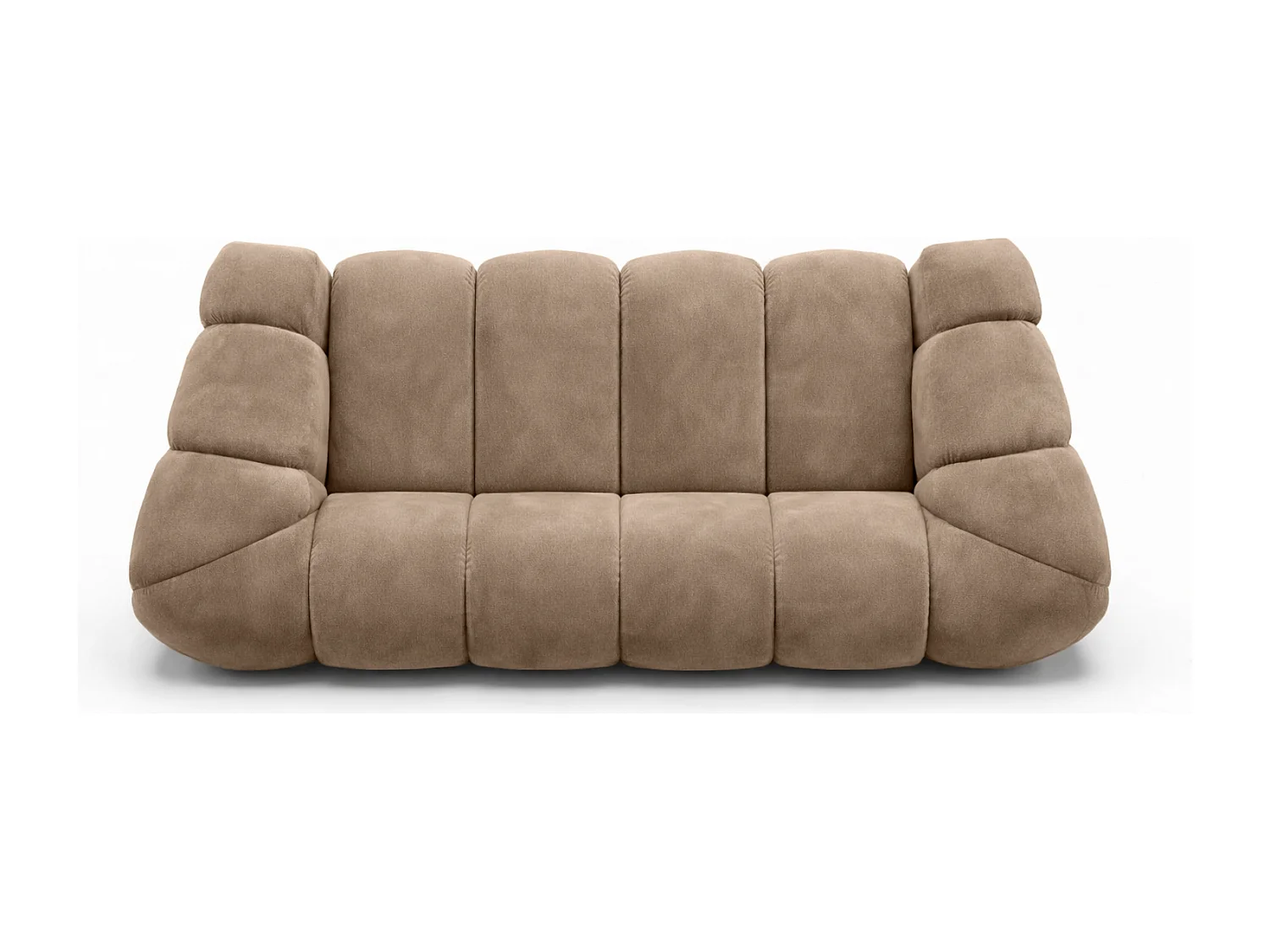 Canapé 3 places modulaire, tissu velours Bluvel, latte, CROISSANT