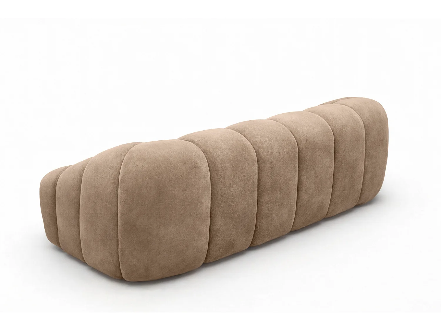 Canapé 3 places modulaire, tissu velours Bluvel, latte, CROISSANT