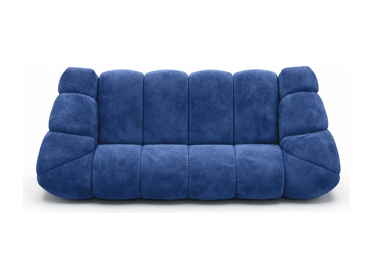 Canapé 3 places modulaire, tissu velours Bluvel, bleu encre, CROISSANT