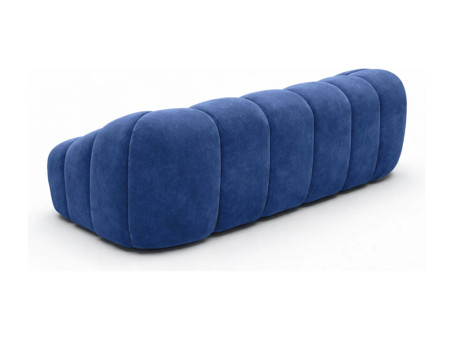 Canapé 3 places modulaire, tissu velours Bluvel, bleu encre, CROISSANT