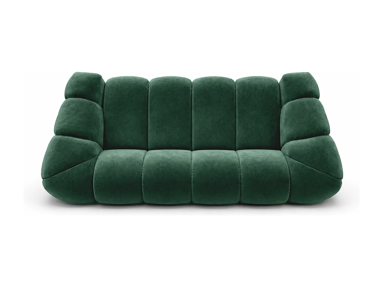 Canapé 3 places modulaire, tissu velours Bluvel, vert, CROISSANT