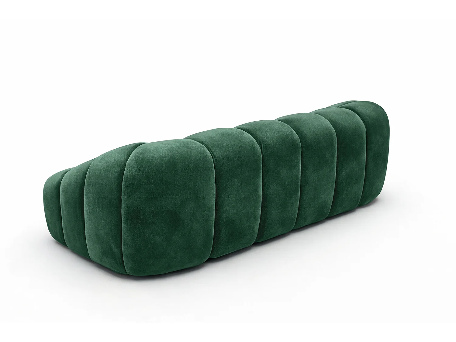 Canapé 3 places modulaire, tissu velours Bluvel, vert, CROISSANT