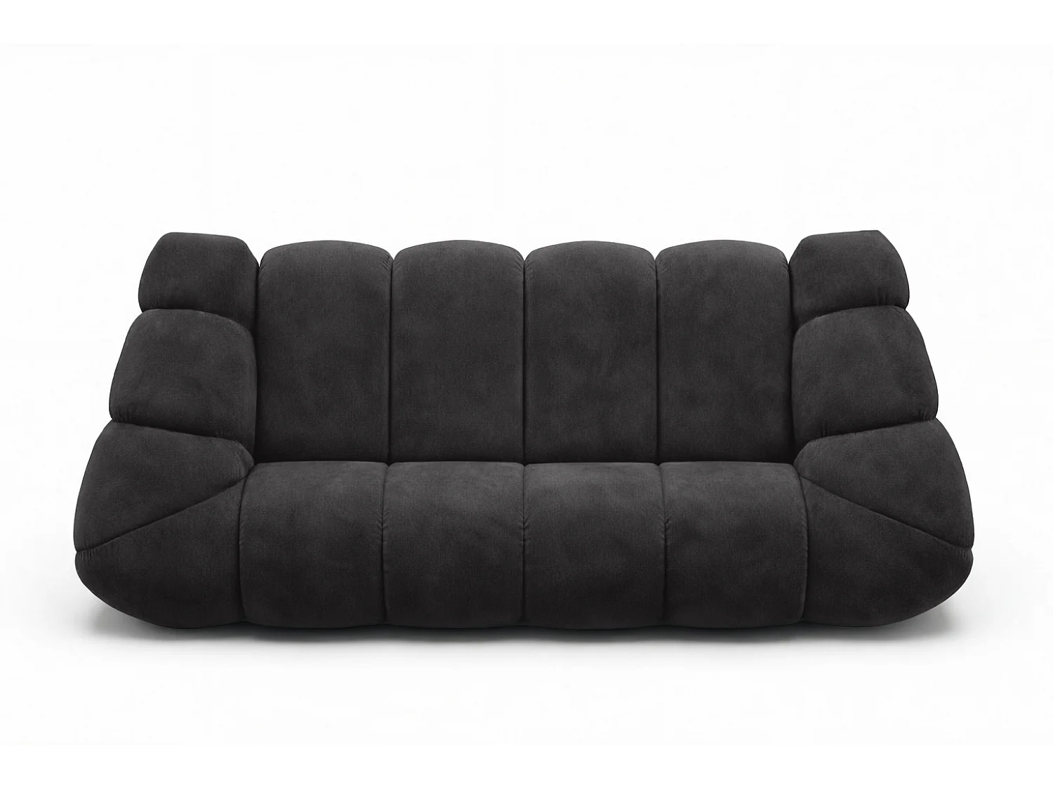 Canapé 3 places modulaire, tissu velours Bluvel, noir, CROISSANT