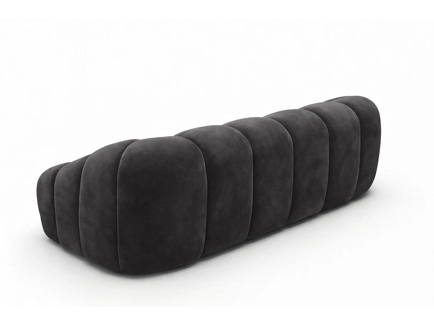 Canapé 3 places modulaire, tissu velours Bluvel, noir, CROISSANT