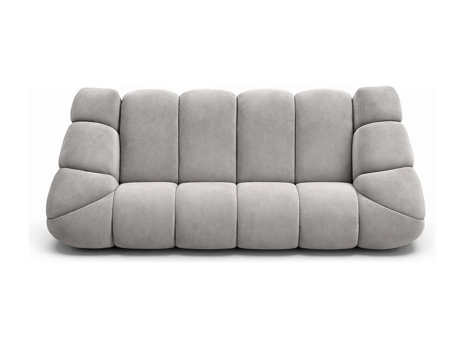 Canapé 3 places modulaire, tissu velours Bluvel, gris, CROISSANT