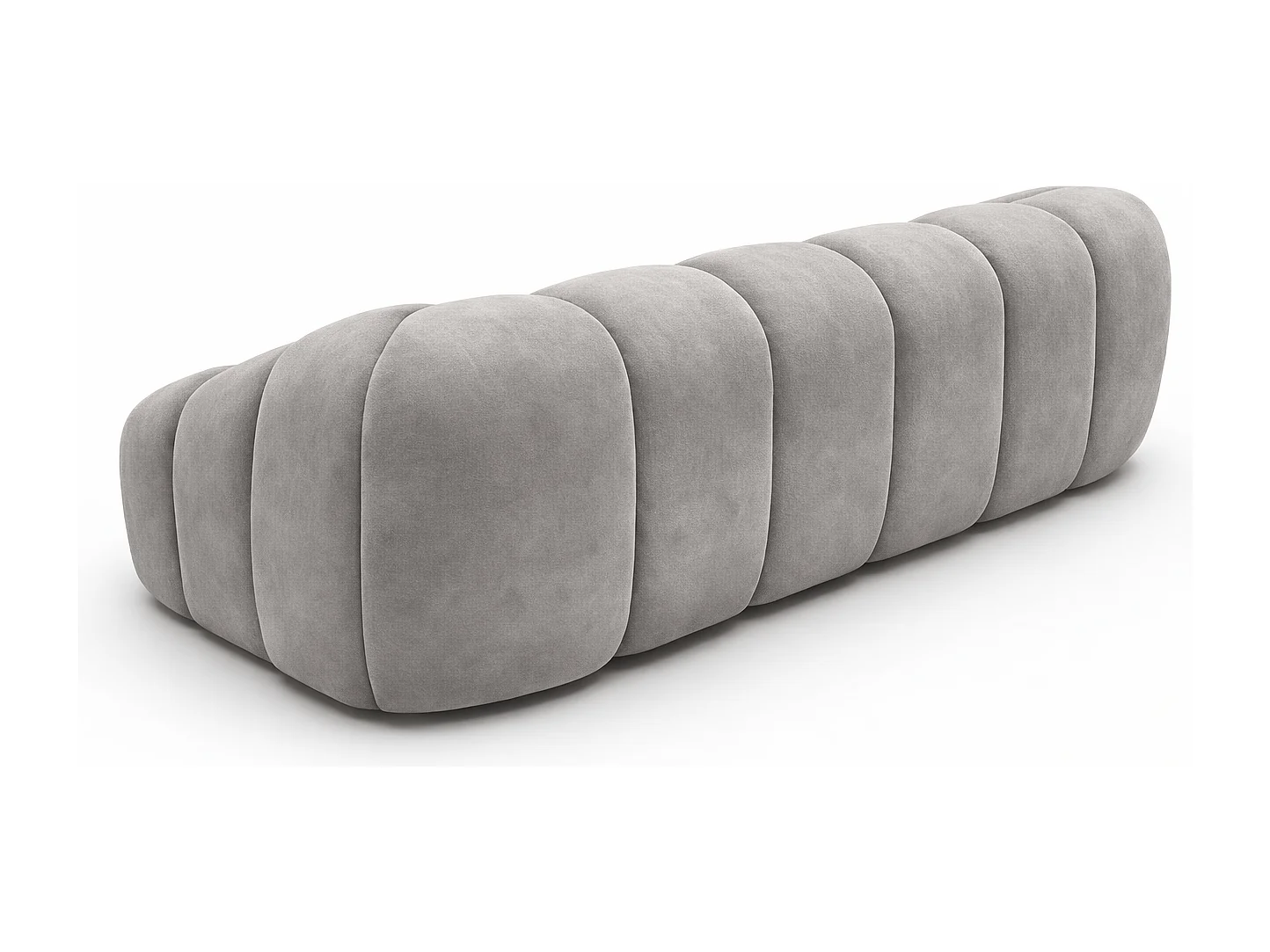 Canapé 3 places modulaire, tissu velours Bluvel, gris, CROISSANT