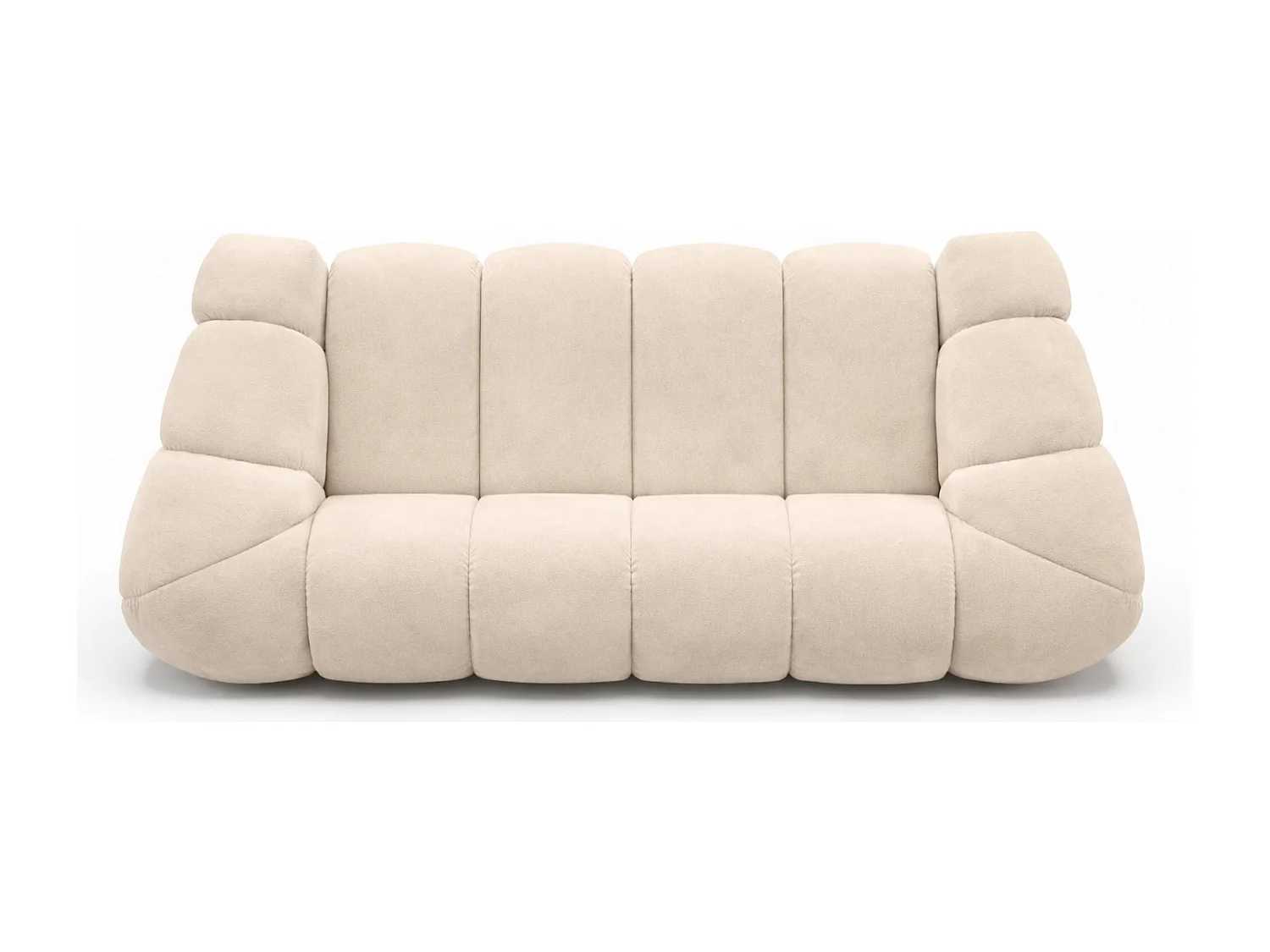 Canapé 3 places modulaire, tissu velours Bluvel, crème, CROISSANT