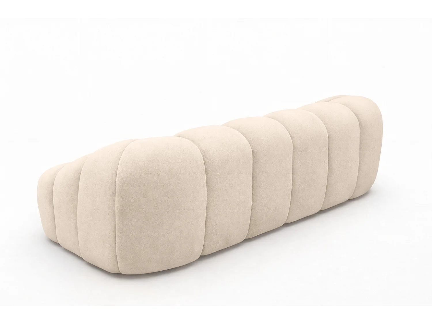 Canapé 3 places modulaire, tissu velours Bluvel, crème, CROISSANT