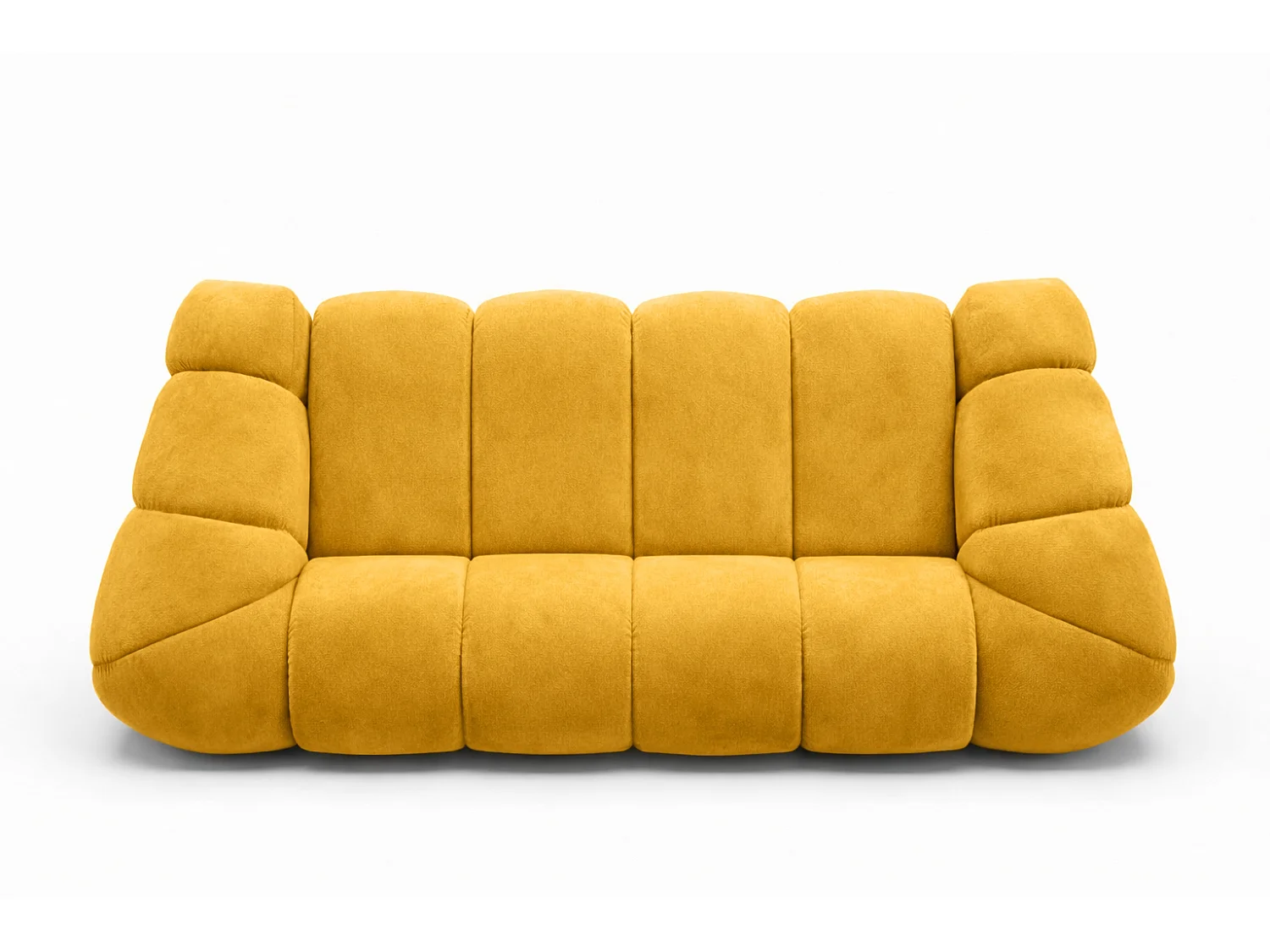 Canapé 3 places modulaire, tissu velours Bluvel, doré, CROISSANT