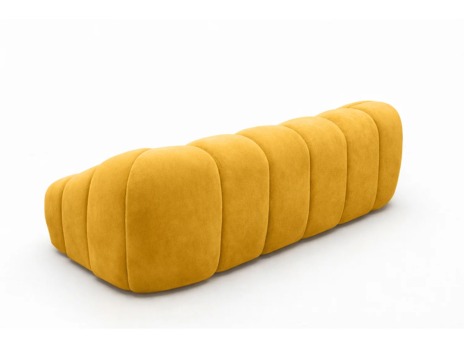 Canapé 3 places modulaire, tissu velours Bluvel, doré, CROISSANT