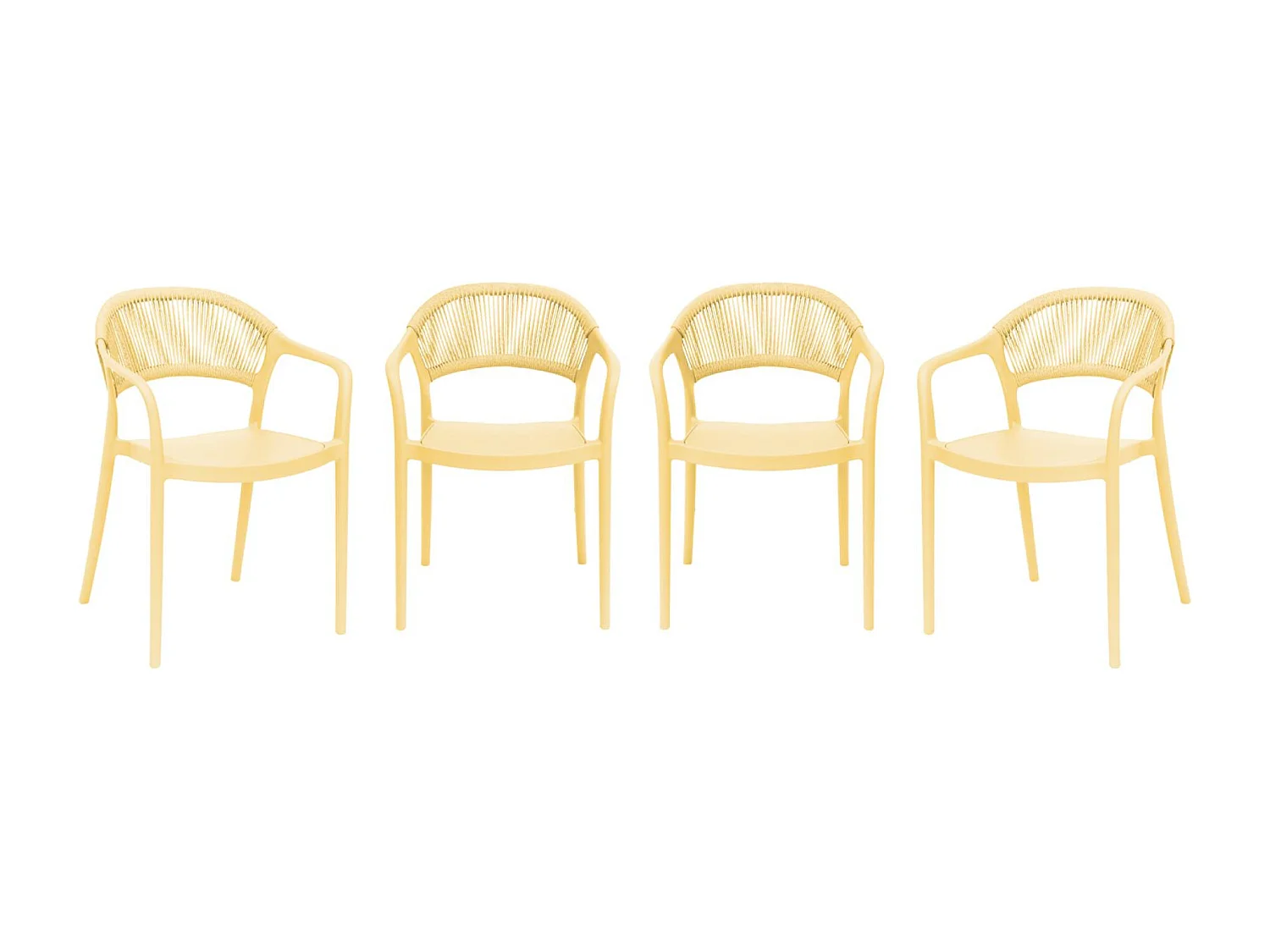 Chaise de jardin empilable avec effet corde jaune (lot de 4) - Jovia