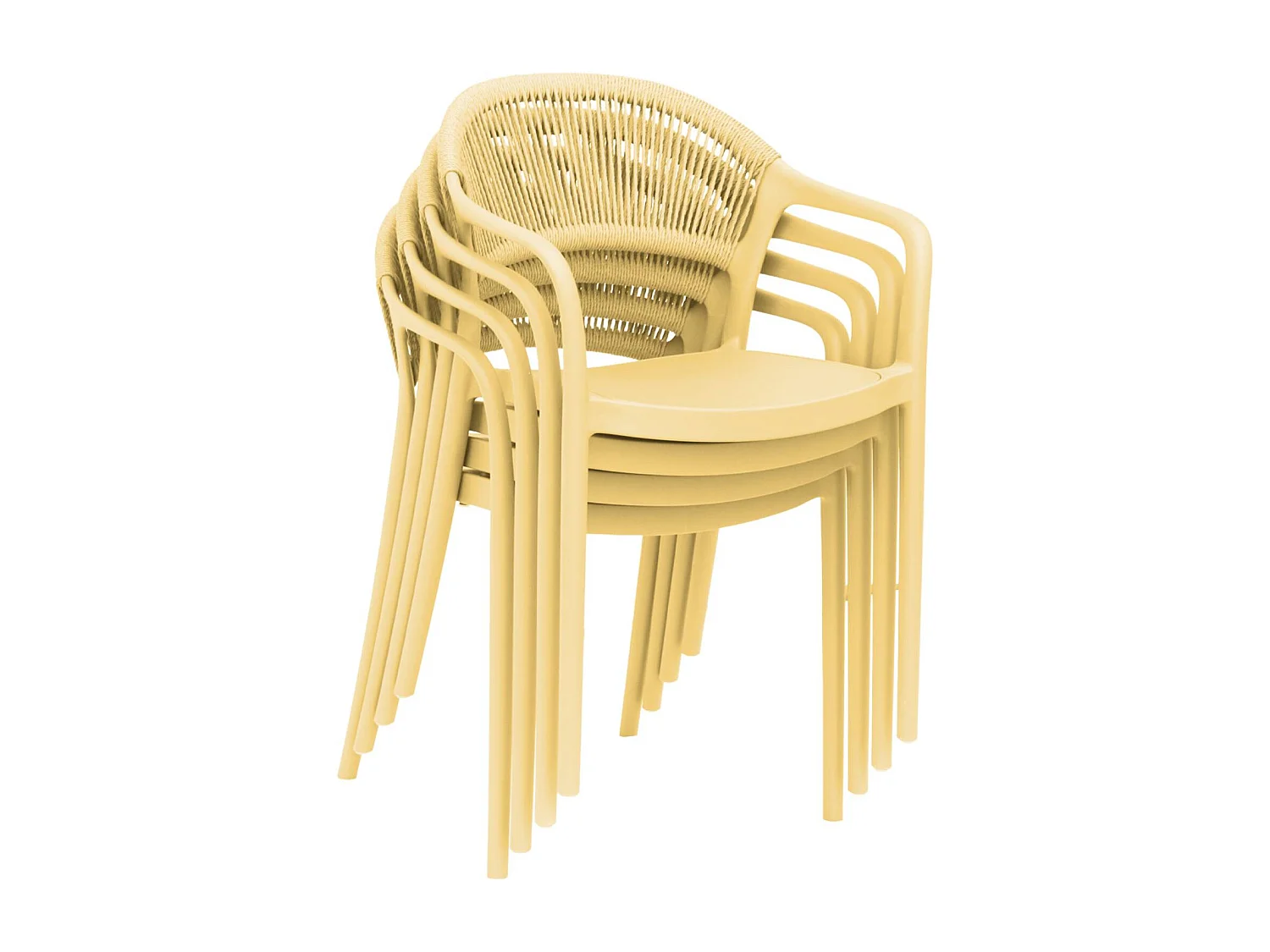 Chaise de jardin empilable avec effet corde jaune (lot de 4) - Jovia