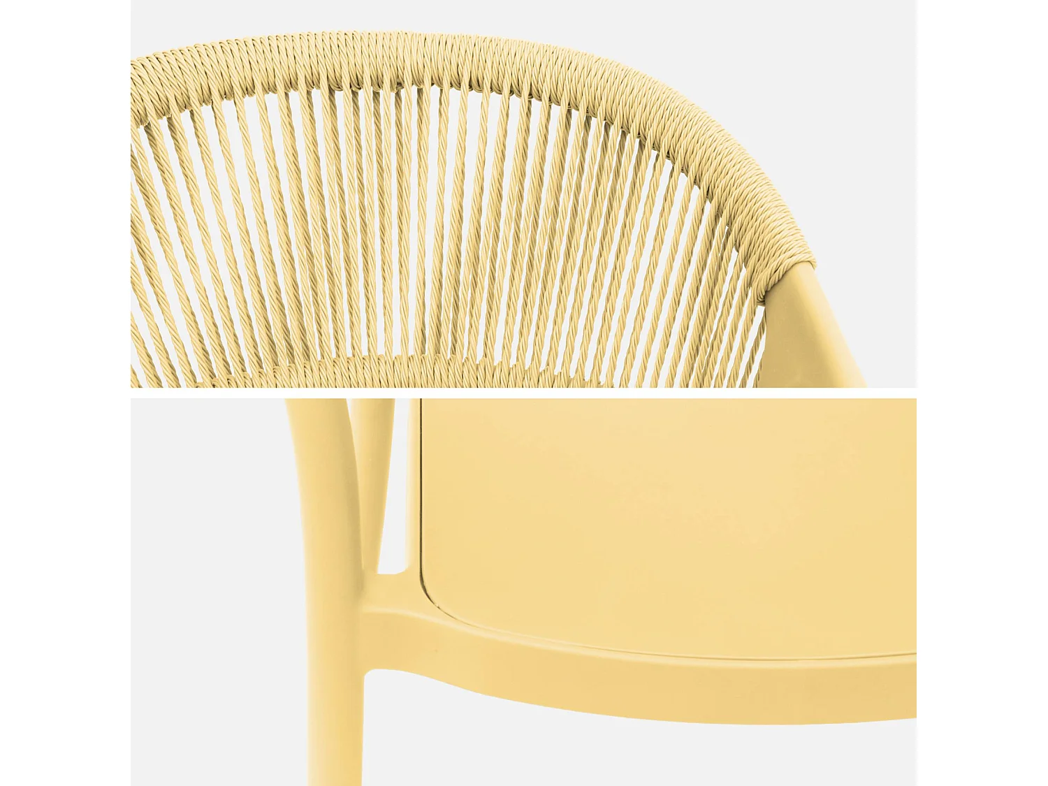 Chaise de jardin empilable avec effet corde jaune (lot de 4) - Jovia