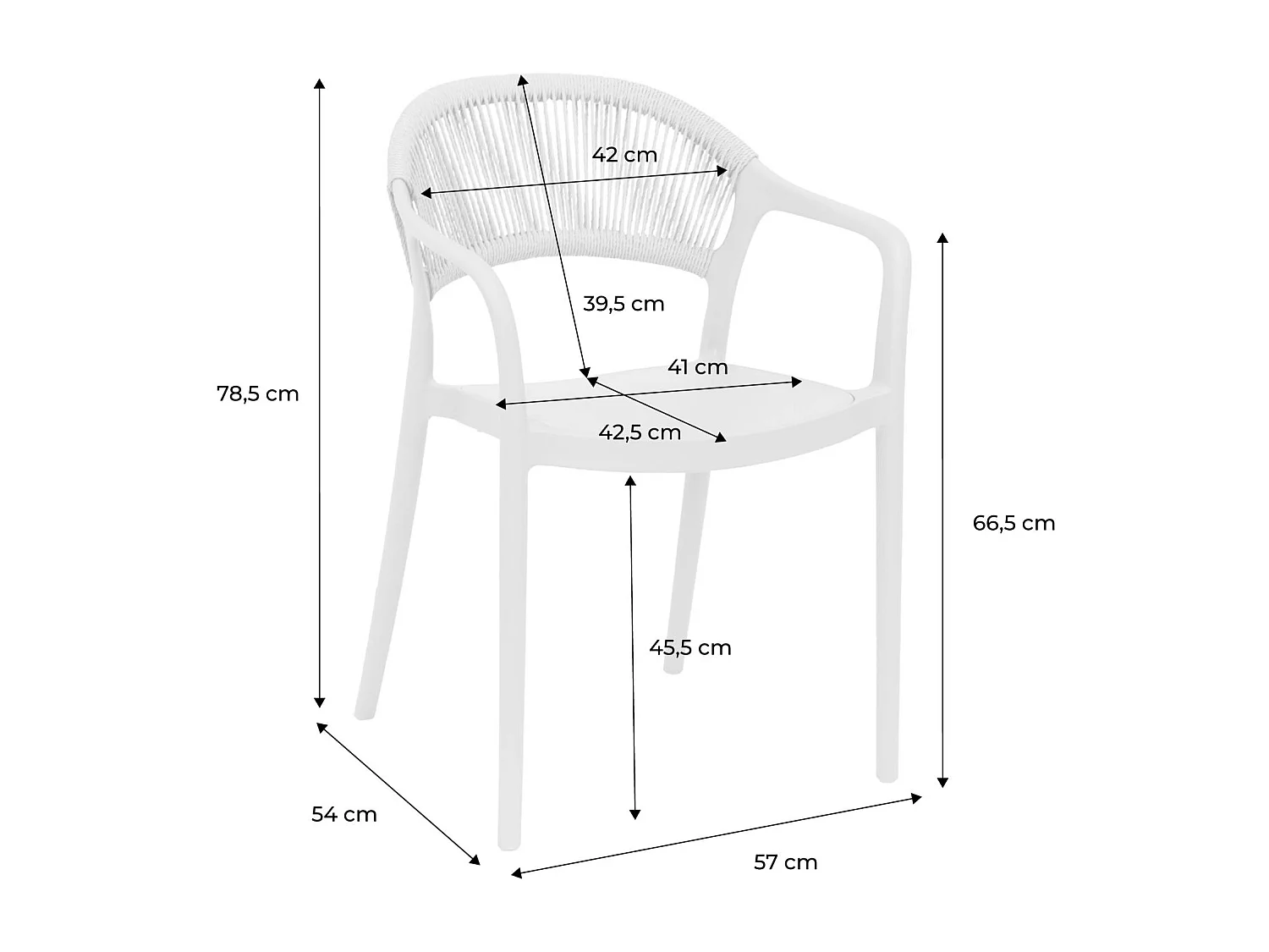 Chaise de jardin empilable avec effet corde terracotta (lot de 4) - Jovia