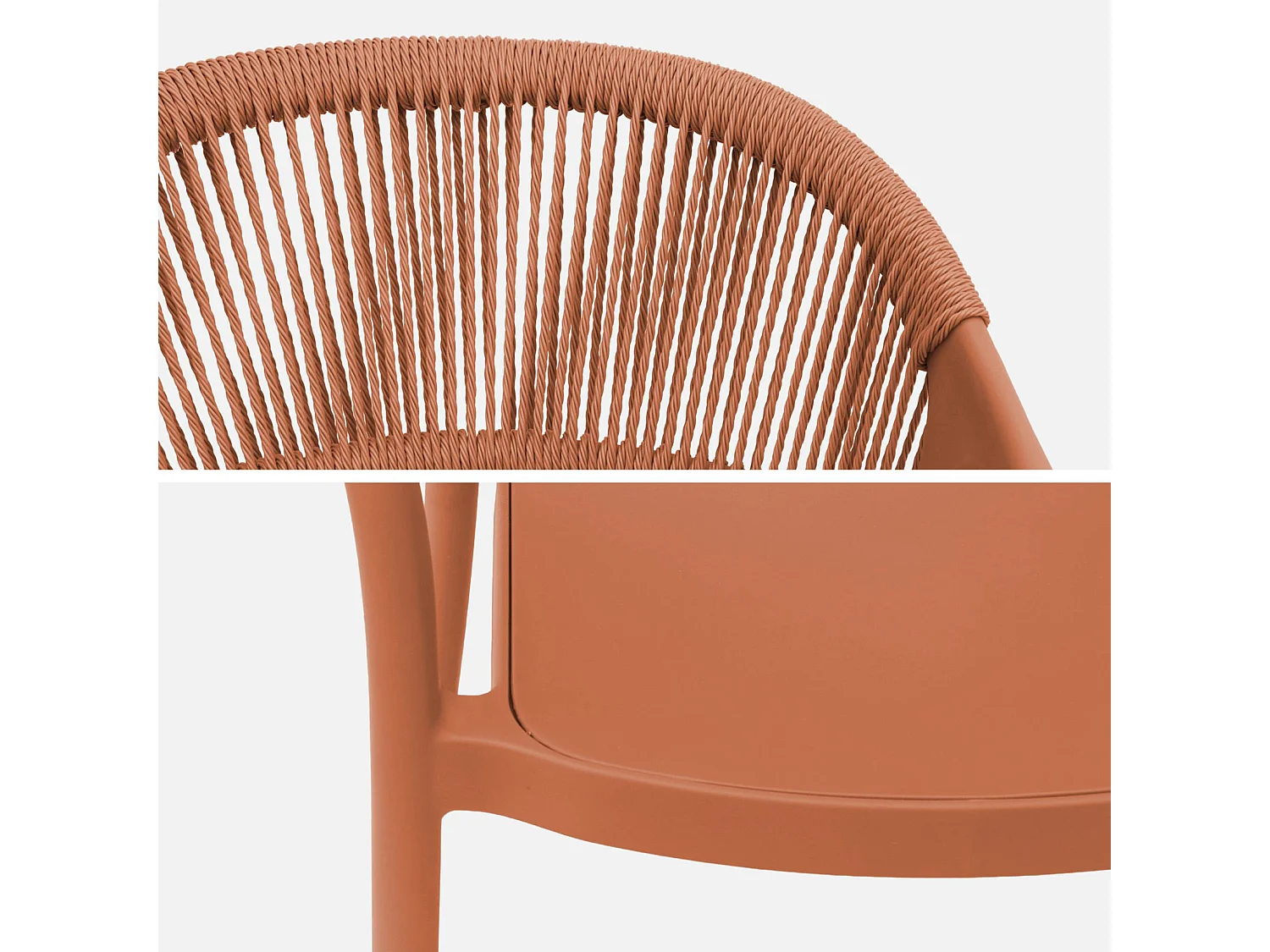 Chaise de jardin empilable avec effet corde terracotta (lot de 4) - Jovia