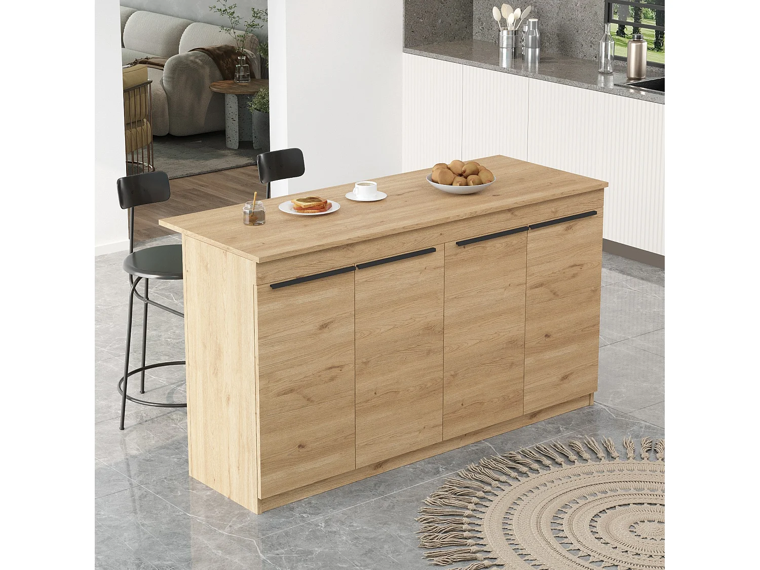 Table de cuisine en bois "Lark" - 160 x 60 x 90 cm - Marron