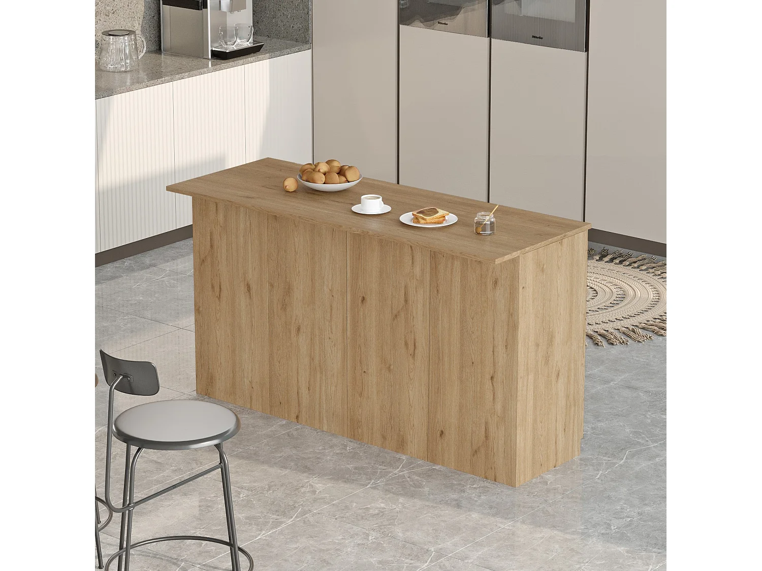 Table de cuisine en bois "Lark" - 160 x 60 x 90 cm - Marron