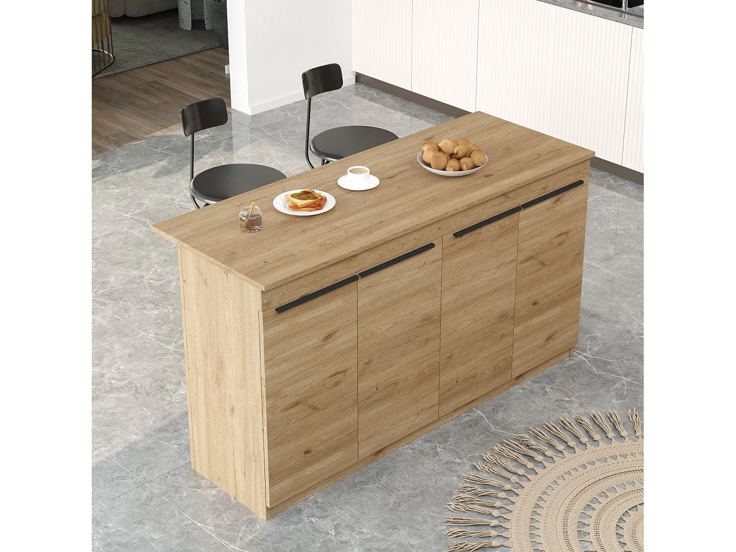 Table de cuisine en bois "Lark" - 160 x 60 x 90 cm - Marron