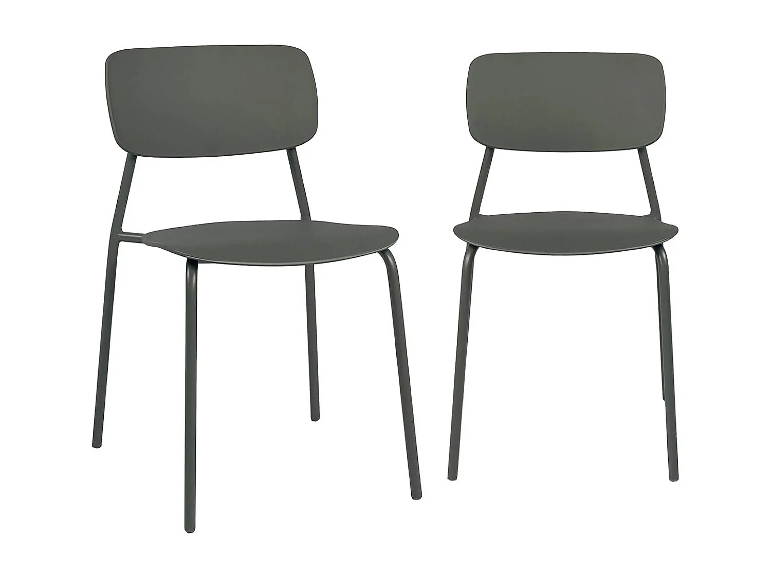 Lot de 2 chaises de jardin empilables acier et plastique kaki - Liva