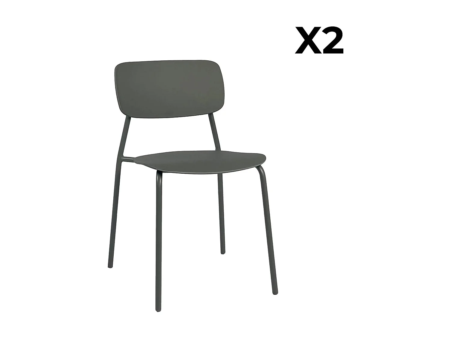 Lot de 2 chaises de jardin empilables acier et plastique kaki - Liva