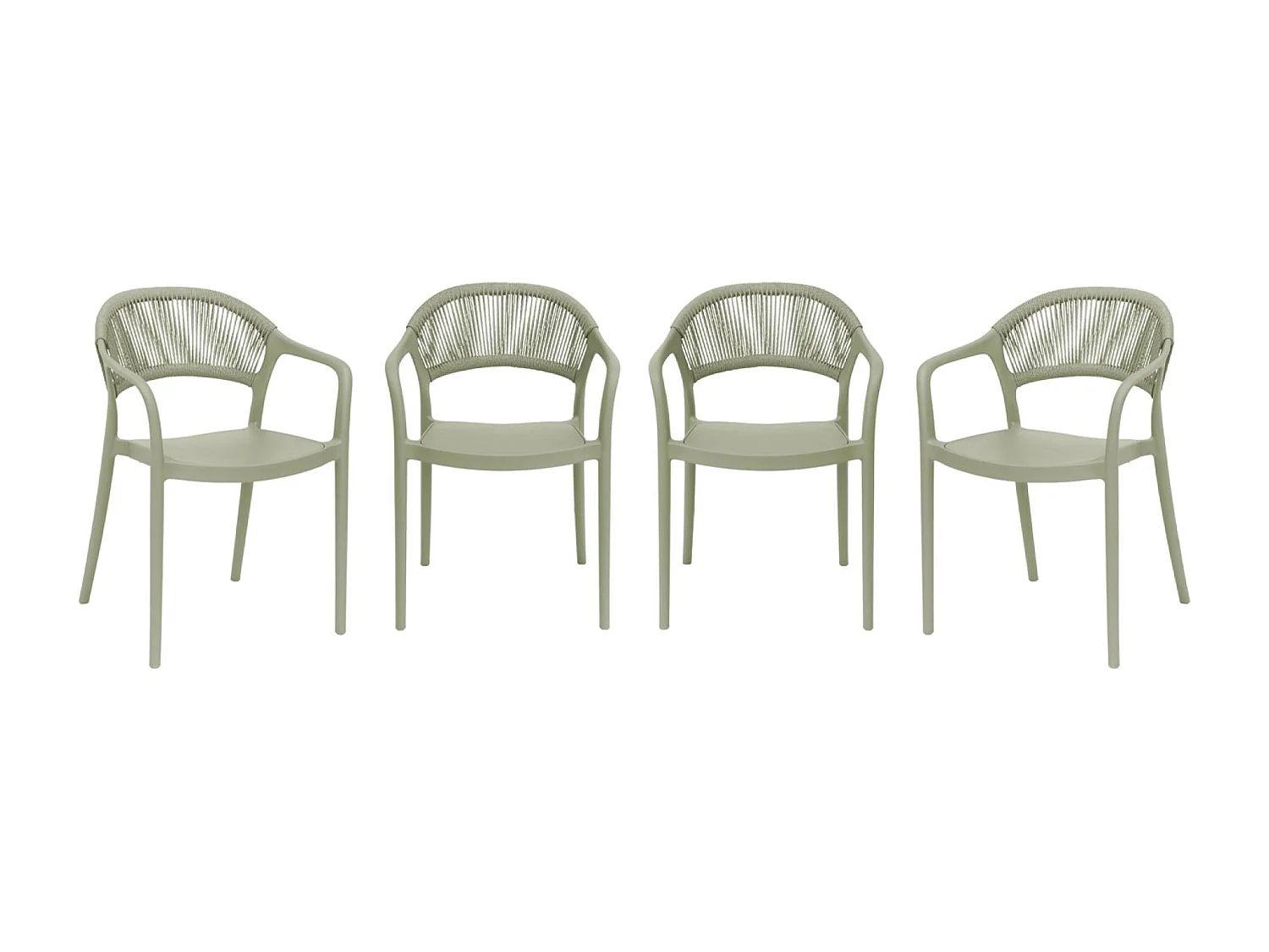 Chaise de jardin empilable avec effet corde vert de gris (lot de 4) - Jovia