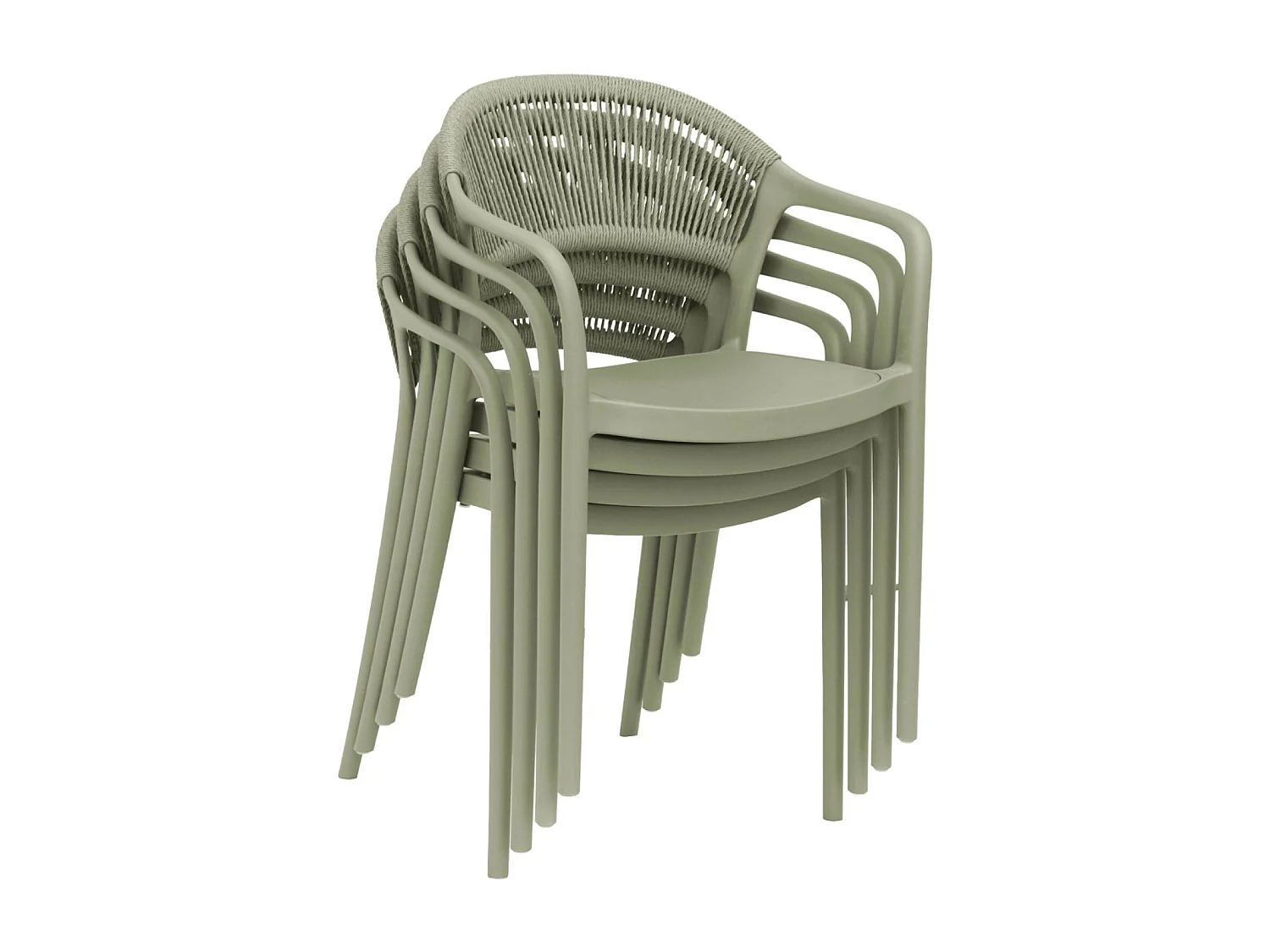 Chaise de jardin empilable avec effet corde vert de gris (lot de 4) - Jovia