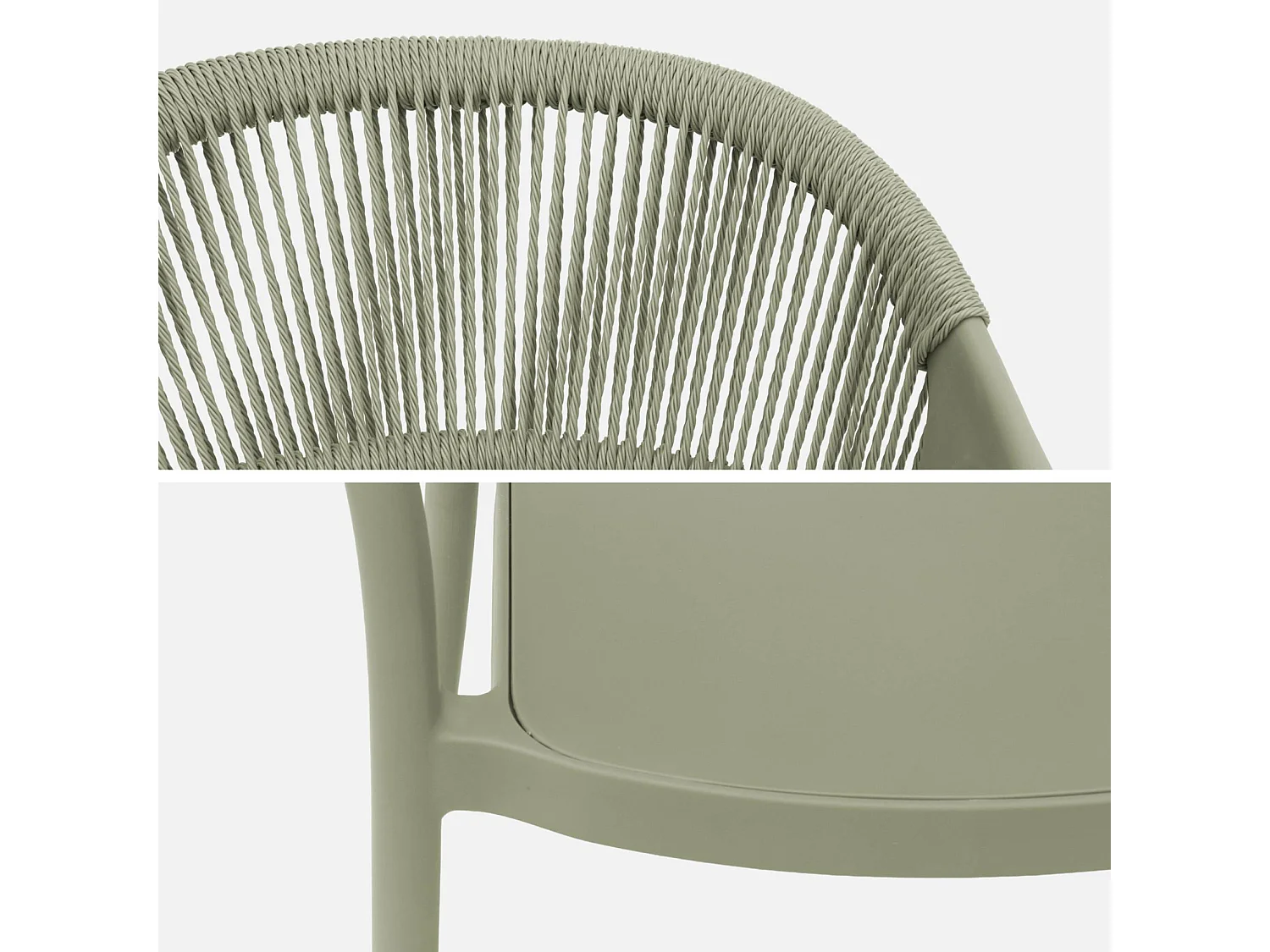 Chaise de jardin empilable avec effet corde vert de gris (lot de 4) - Jovia