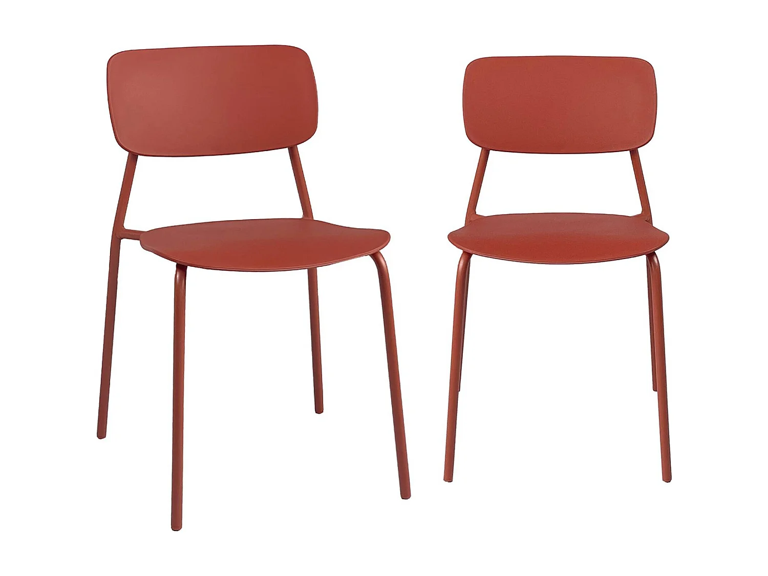 Lot de 2 chaises de jardin empilables acier et plastique terracotta - Liva