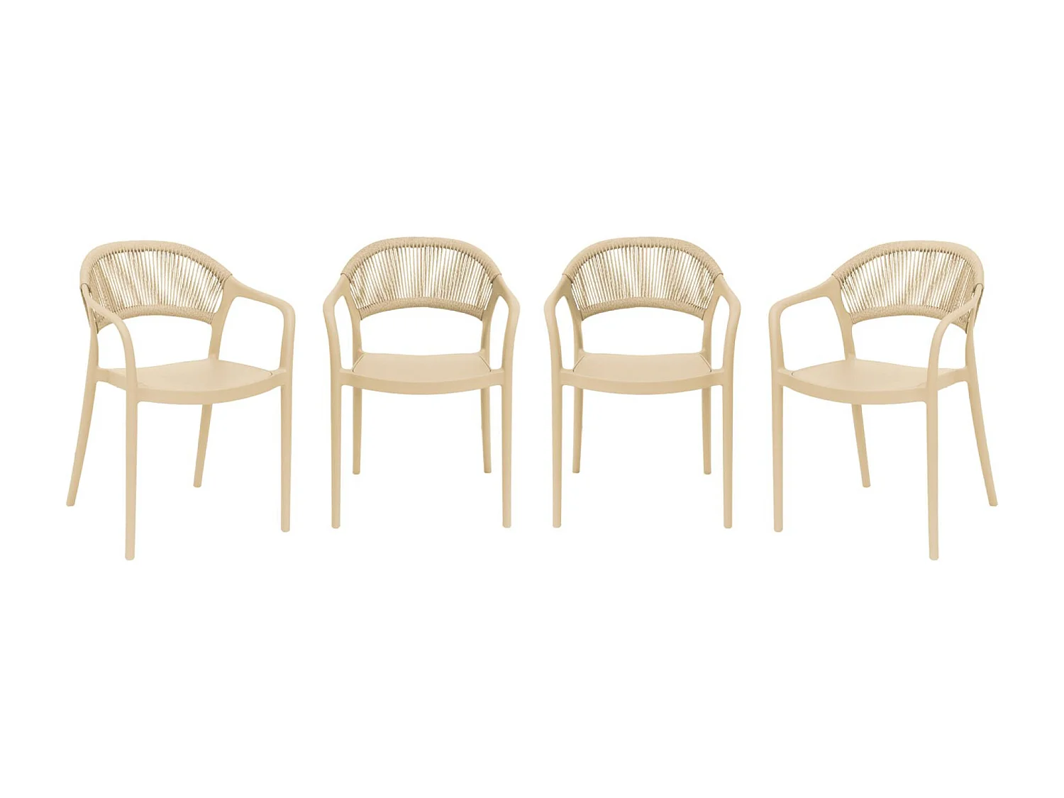 Chaise de jardin empilable avec effet corde beige (lot de 4) - Jovia