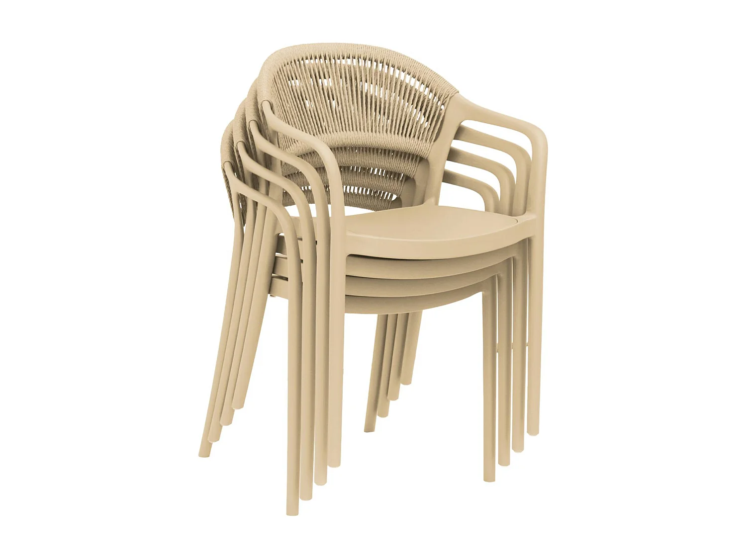 Chaise de jardin empilable avec effet corde beige (lot de 4) - Jovia