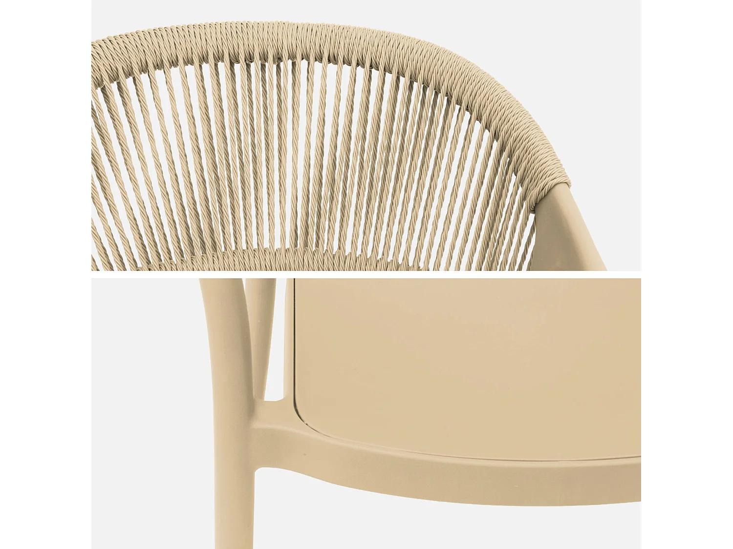 Chaise de jardin empilable avec effet corde beige (lot de 4) - Jovia