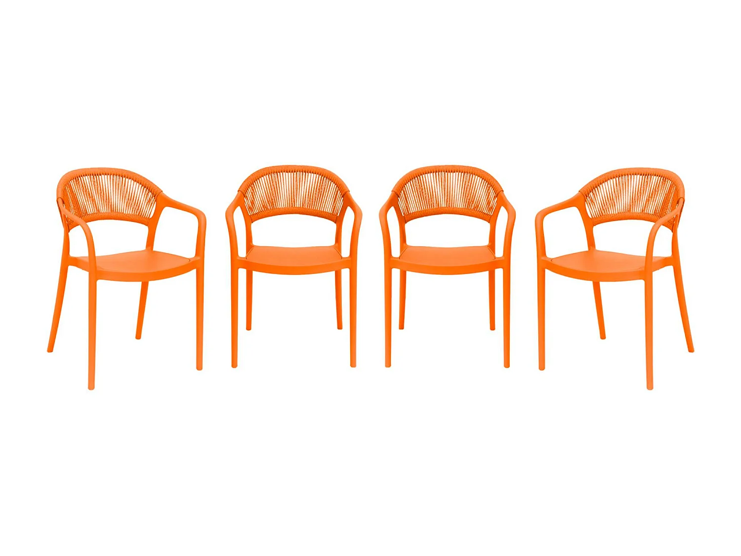 Chaise de jardin empilable avec effet corde orange (lot de 4) - Jovia