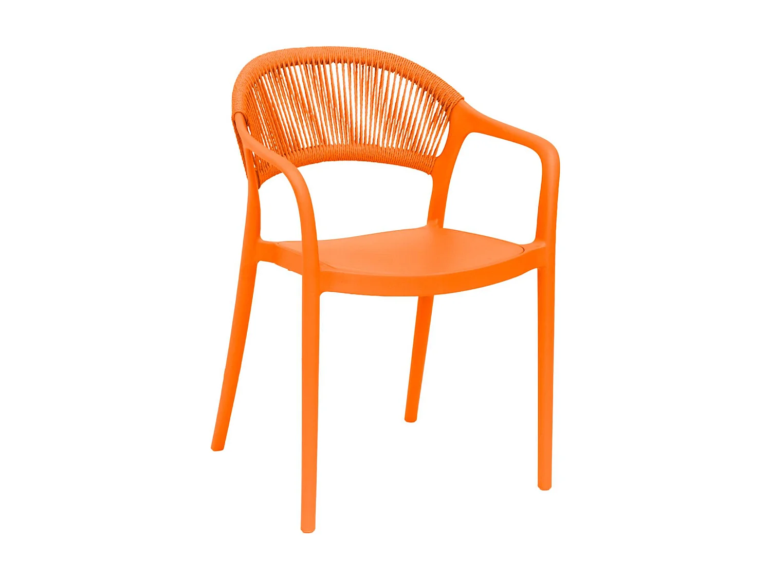 Chaise de jardin empilable avec effet corde orange (lot de 4) - Jovia