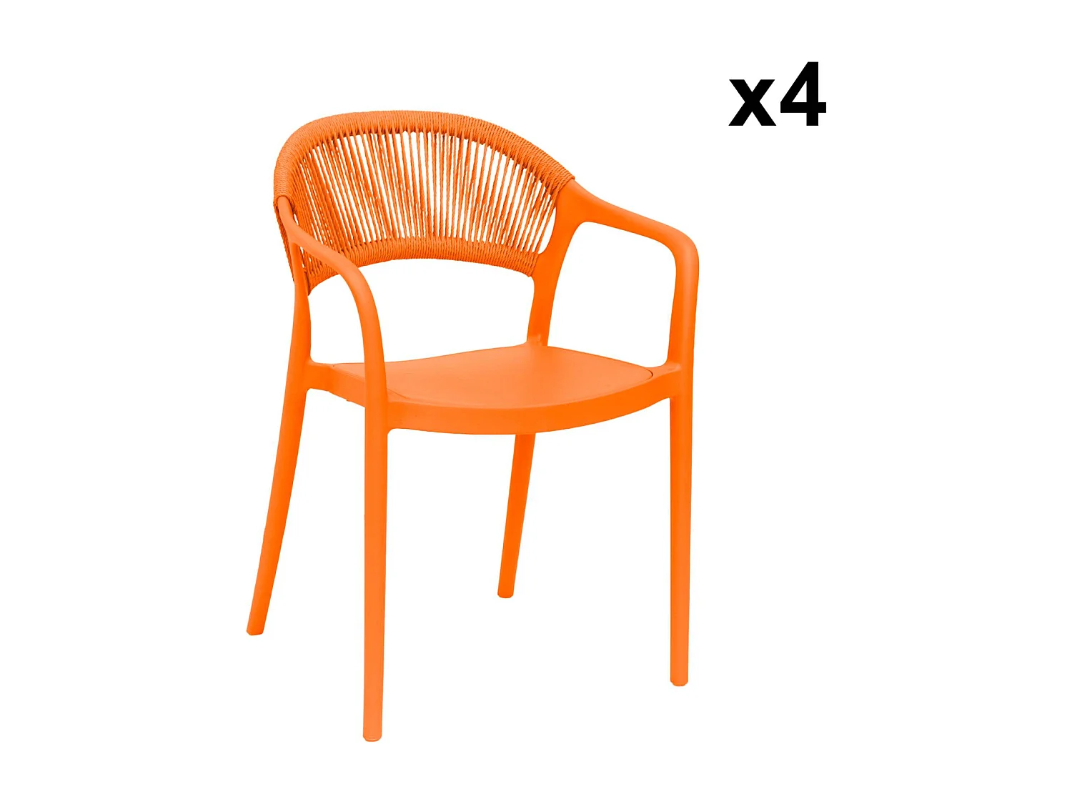 Chaise de jardin empilable avec effet corde orange (lot de 4) - Jovia