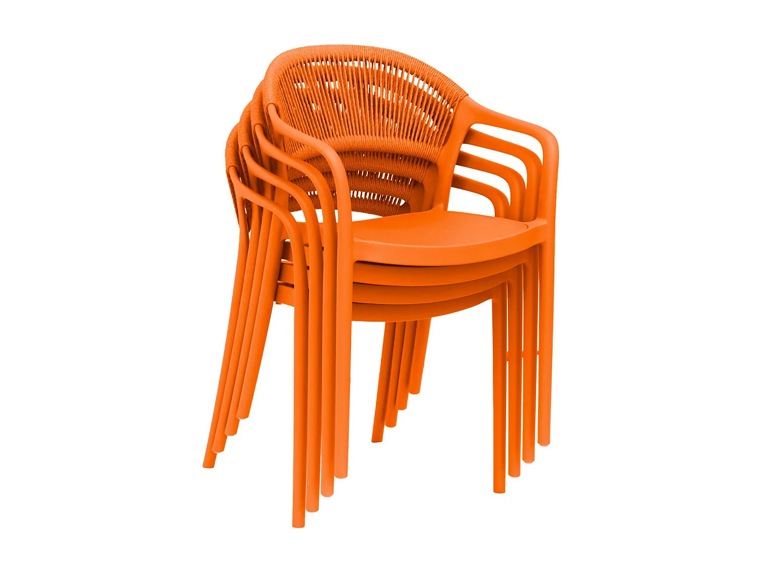 Chaise de jardin empilable avec effet corde orange (lot de 4) - Jovia
