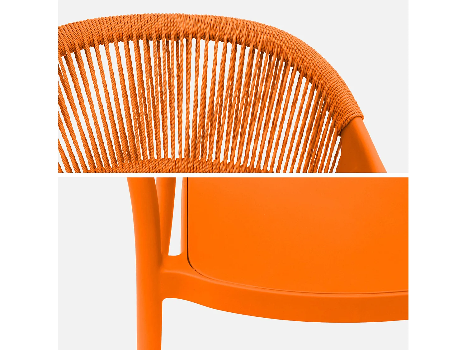 Chaise de jardin empilable avec effet corde orange (lot de 4) - Jovia