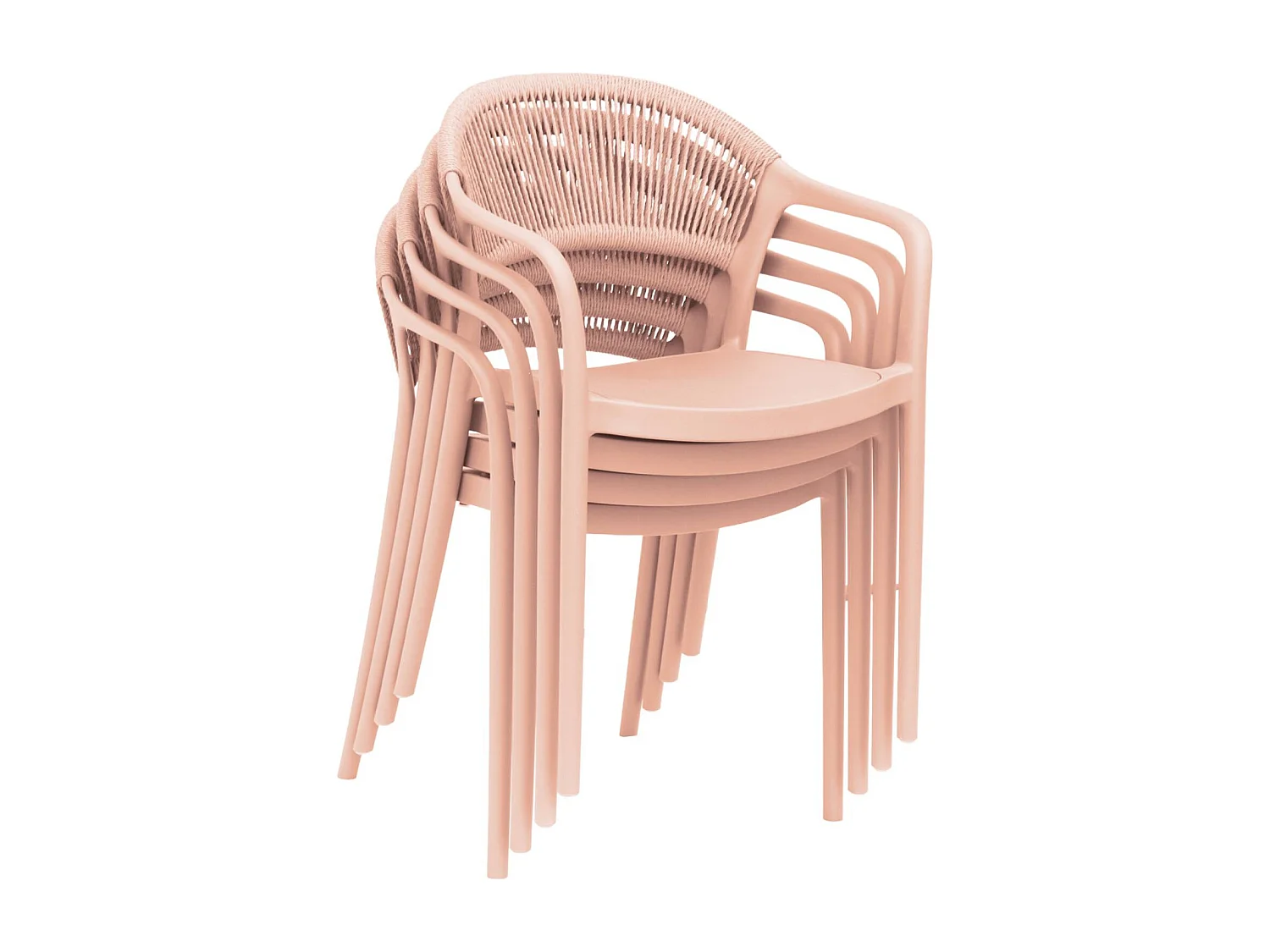 Chaise de jardin empilable avec effet corde rose (lot de 4) - Jovia