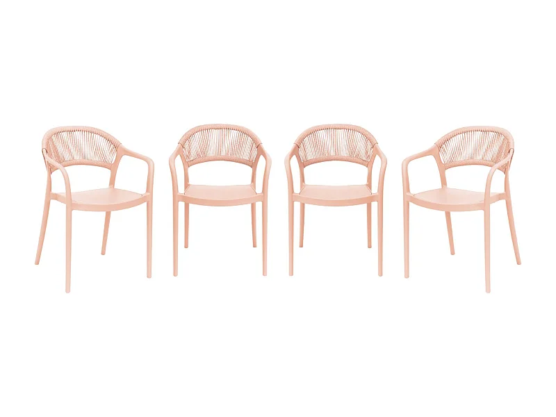 Chaise de jardin empilable avec effet corde rose (lot de 4) - Jovia